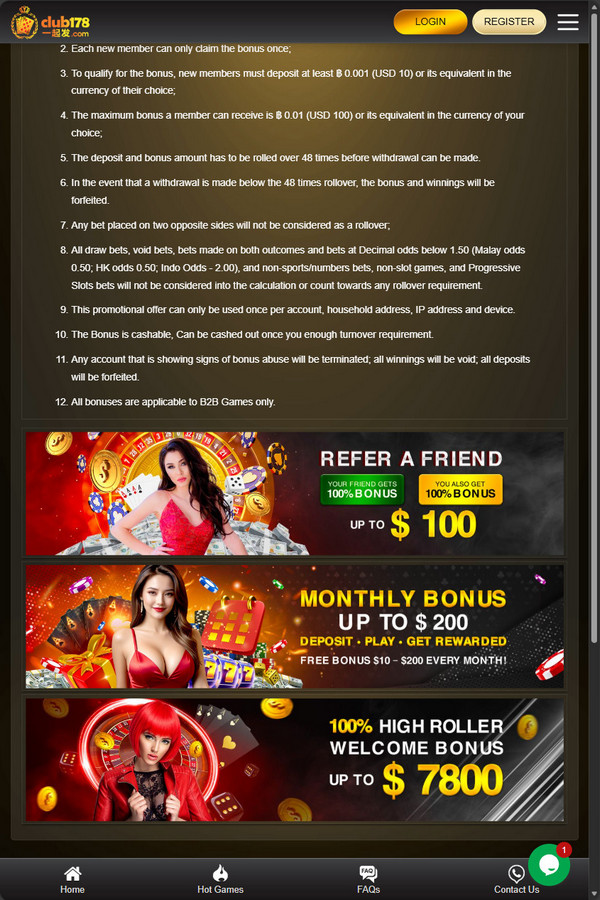 Club178 casino bonus