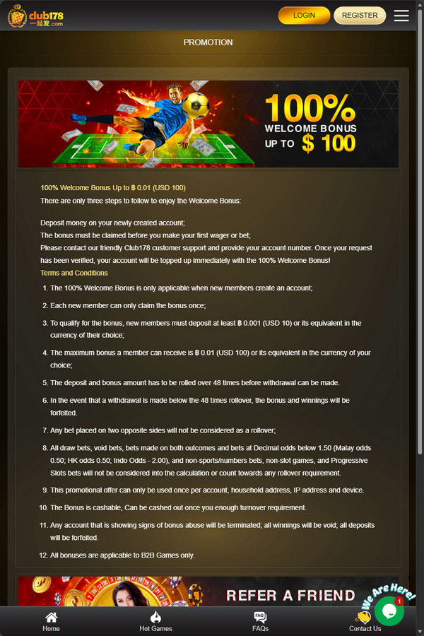 Club178 sportsbook bonus